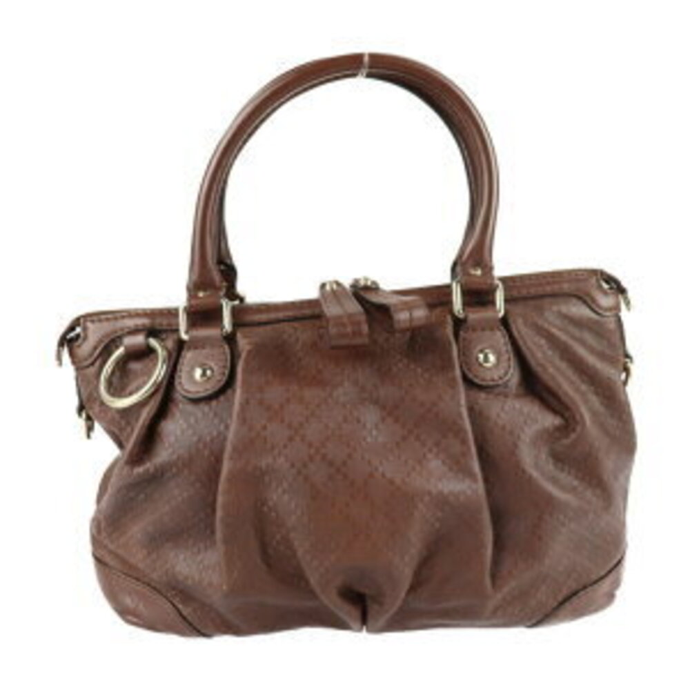 GUCCI Sukey Diamante Handbag Brown Leather Shoulder Bag